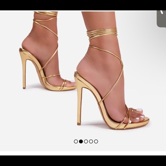 Gold Lace Up Heels - Picture 3 of 3